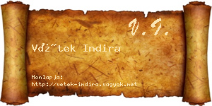 Vétek Indira névjegykártya